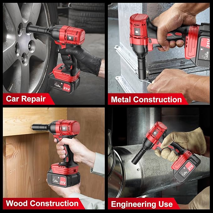 Cordless Impact Wrench 1/2 inch, 590 Ft-lbs (800N.m) Brushless Impact Gun, 21V High Torque Power Impact Driver, 2x4.0Ah Battery, Fast Charger,5 Impact Sockets for Family Car and Scaffold