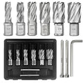Pro Edge 6pcs Annular Cutter Set, 1" Cutting Depth, 1/2" to 1-1/16" Cutting Diameter, M2 Mag Drill Bits for Magnetic Drill Press with 2 Pilot Pin & 1 Hex Wrench, for Steel, Aluminum, Copper