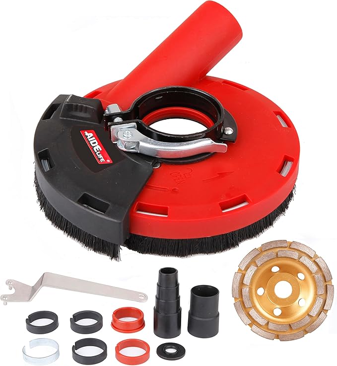 Aidelife Surface Grinding Dust Shroud for Angle Grinders 115mm/125mm+Diamond Grinding Cup Wheel 125mm