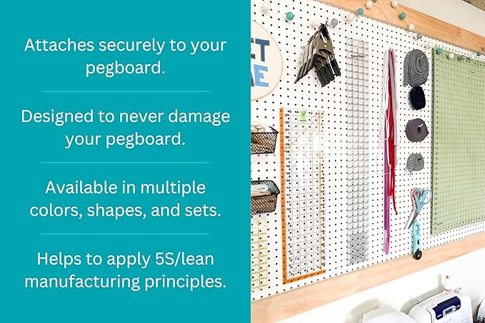 PegPro® 2" Hooks Kit for Modern Plastic or Metal Pegboard – Durable Plastic Pegboard Hooks - For Garage, Kitchen, Craft Room, and more (2" Hook - 24 Pack, White)