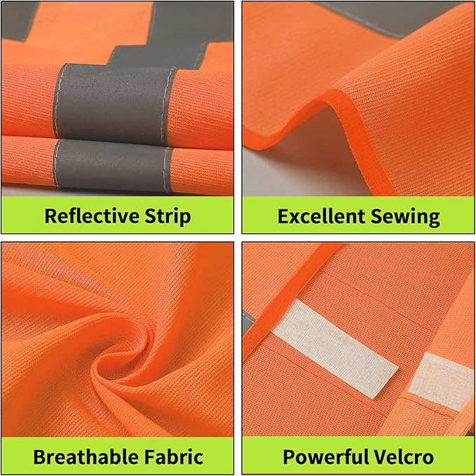Safety Vest, Reflective High Visibility Construction Vest for Men, Work, Cycling, Runner, Surveyor, Volunteer, Road