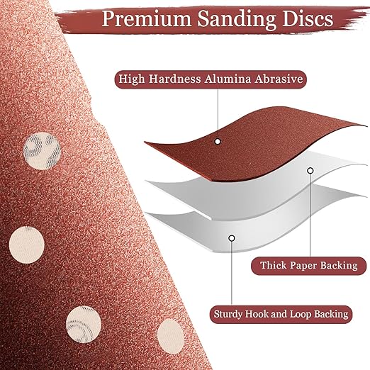 100 PCS 150 Grit 5 Inch Sanding Discs, Hook and Loop Sandpaper for Random Orbital Sander