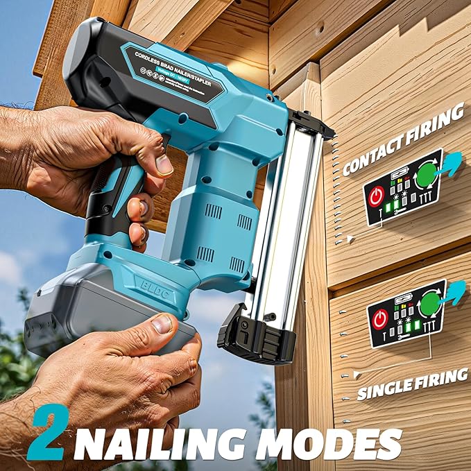 Cordless Brad Nailer 2-in-1 Compatible with Makita Battery, 5/8 to 1-1/4 Inch Electric Nail Gun/Staple Gun, 18 Gauge Nail Gun Brushless Motor with 1000 Nails for Wood Carpentry