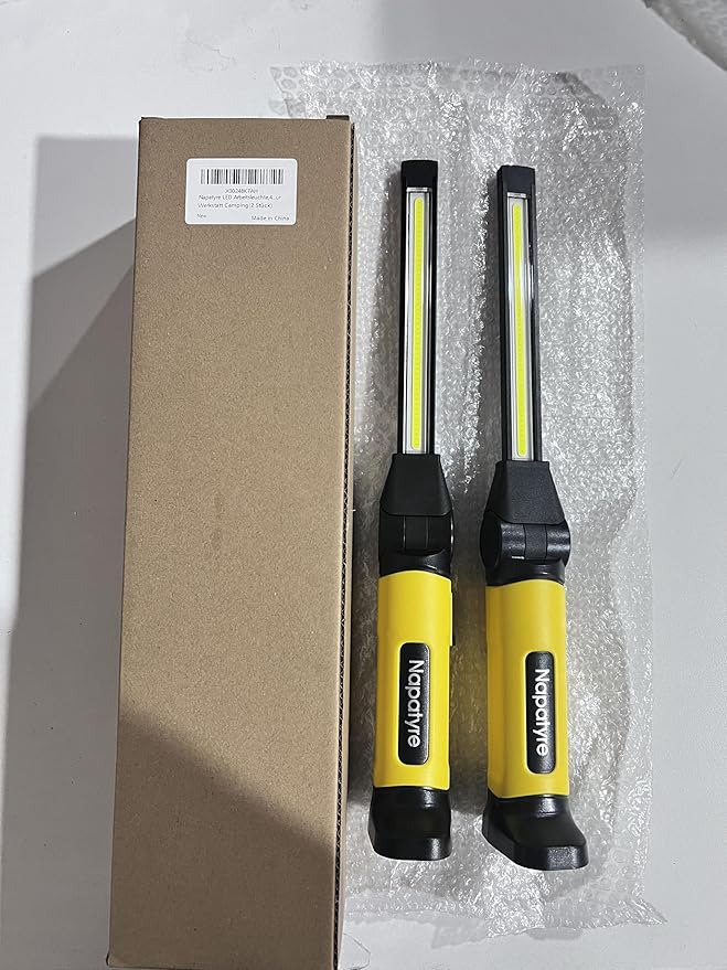 Mechanic Light,1000 Lumens Rechargeable LED Work Light with Magnetic Base, 120° Rotate 3 Modes, 4000mAh Magnetic Flashlight for Car Repair, Camping, and Emergency (2 Pack)