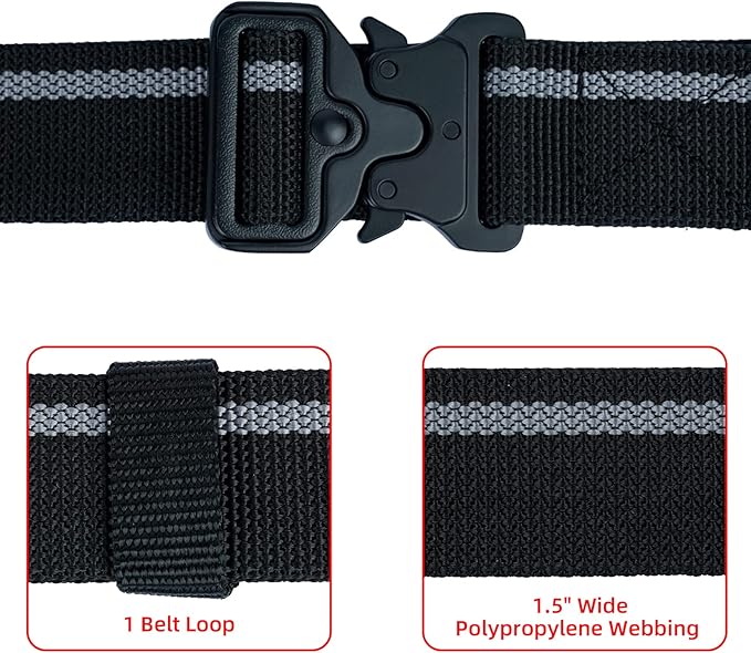 MELOTOUGH Quick Release Work Belt 1.5 Inch Web Work Tool Belt with Heavy Duty Metal Buckle for Tool Pouch, Construction, Electrical (Grey)
