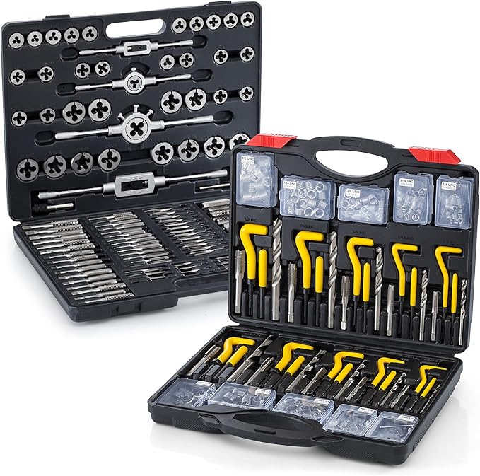 Segomo Tools Metric & SAE 261 Piece HSS Drill Thread Repair Kit & 110 Piece Tap & Die Tool Set Bundle - THREAD261-110MM