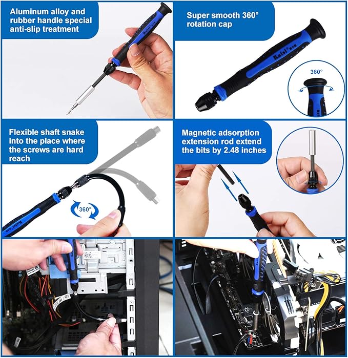 Kaisi 136 in 1 Electronics Repair Tool Kit Professional Precision Screwdriver Set Magnetic Drive Kit with Portable Bag