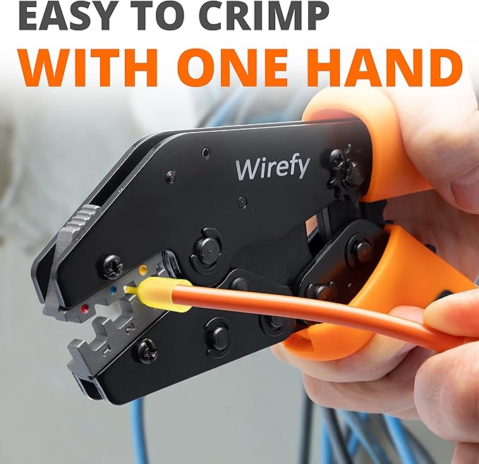 Wirefy Crimping Tool 9" for Quick Change Crimping Dies - High Leverage Wire Crimper - Crimping Pliers - Ratcheting Terminal Crimp Tool - 26-4 AWG