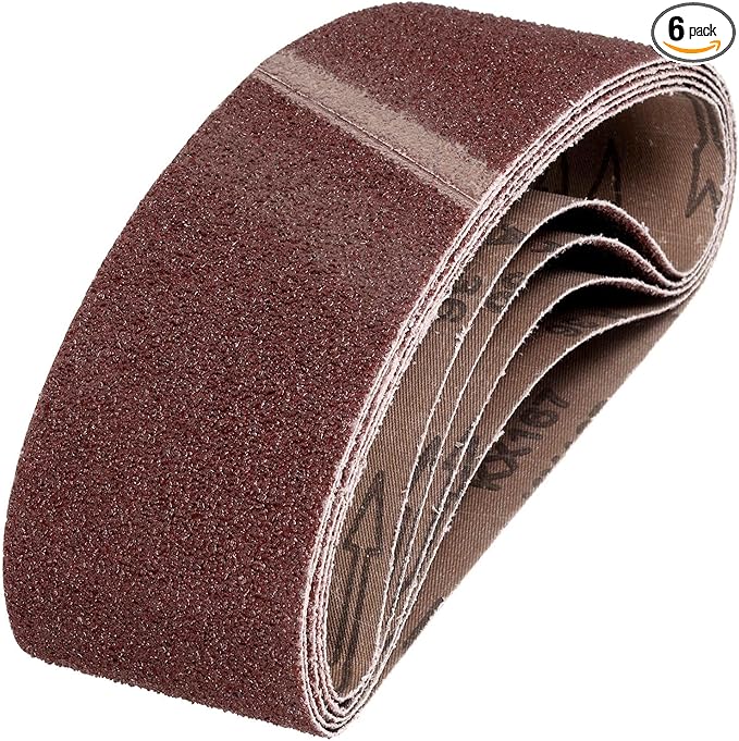 HARFINGTON 3 x 21 Inch Sanding Belts, 6 Pcs 36 Grits Aluminum Oxide Abrasive Belt Sander File Belt for Woodworking, Metal Polishing, Knife Sharpener