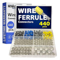 New Age America® 440pcs Wire Ferrules Kit | AWG 16-2/0 | Copper & Nylon | Uninsulated & Insulated Cord Pin End Terminal | Wire Ends Terminal Kit | AWG 16, 14, 12, 10, 4, 2, 1/0, 2/0 | Crimp Connectors