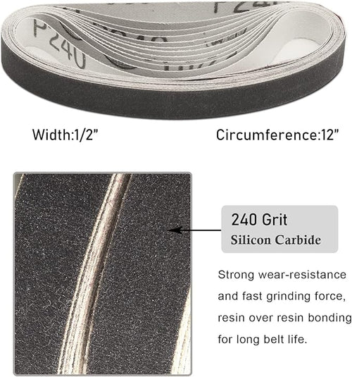 24 PCS 1/2" x 12" Replacement Sanding Belts, 240 Medium Grit Sharpening Belt for Official Work Sharp Knife & Tool Sharpener (WSKTS & WSKTS-KT/Mk.1 & Mk.2)
