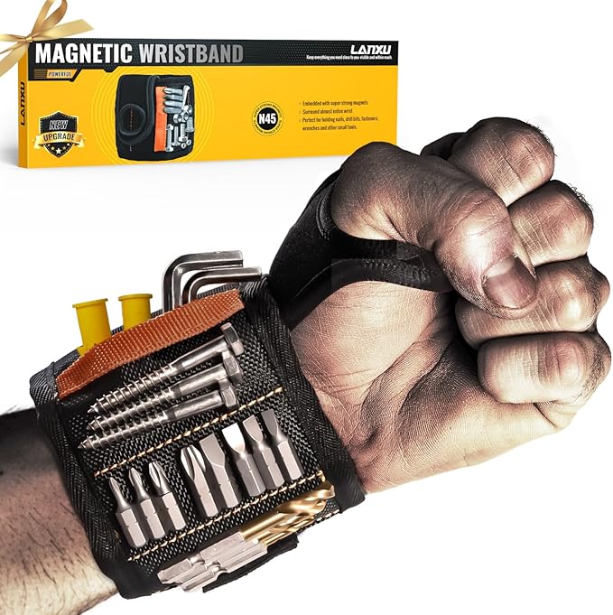 Magnetic Wristband, Tool Belts with 15 Strong Magnets for Holding Screws Nails DIY Handyman Unique Christmas Gift for Men, Women, Dad/Father, Husband, Wife, Boyfriend, Family