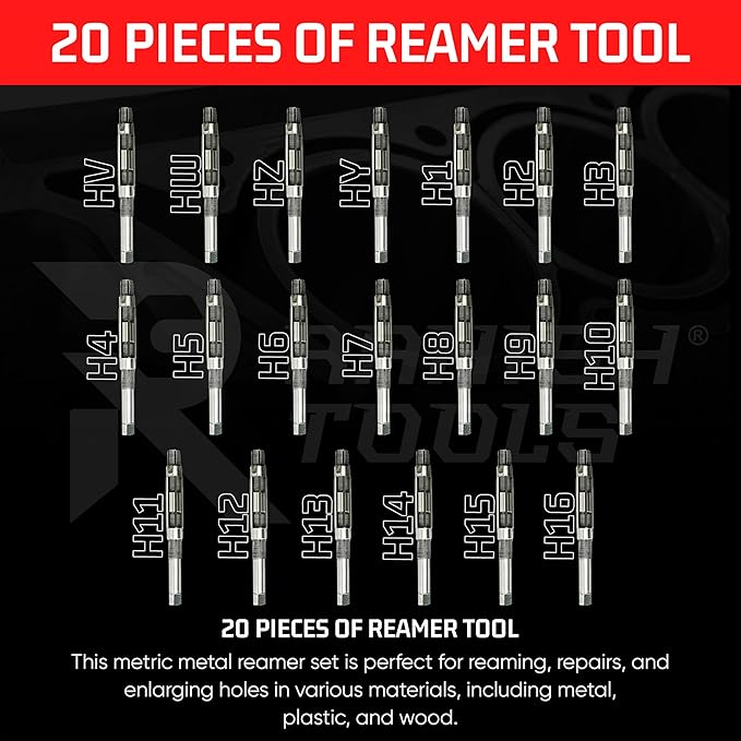 Adjustable Hand Reamer Tool HV to H16 Sizes - 1/4" to 2-7/32” Reaming Tool for Precise Hole Finishing with Carbon Steel Blades - Hand Tools Reamers for Metal & Wood - 6.35mm - 56.35 mm