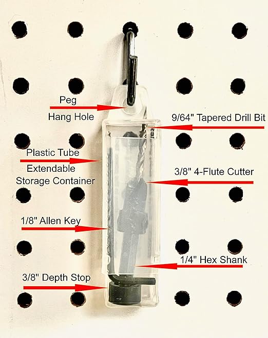 FTG USA Adjustable Wood Countersink Drill Bit #6 (9/64") with Tapered Drill Bit for Woodworking