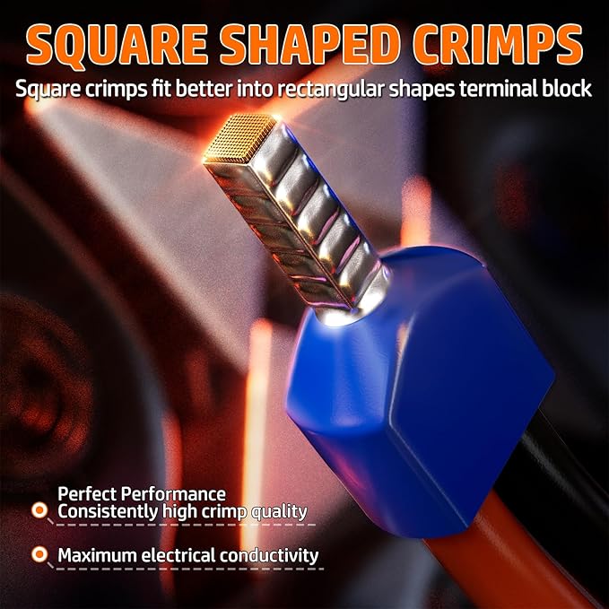 PEBA Ferrule Crimping Tool Kit, Square Pliers AWG28-7 & 28 Sizes Ferrules(AWG24-8) for Electrical Wiring/DIY Terminals | Self-Adjusting Ratchet Crimper - Copper Ferrule Kit