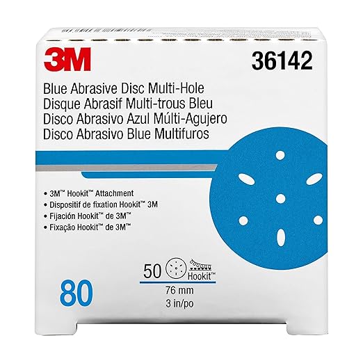 3m 3M-36142 Hookit Blue Abrasive Disc Multi-hole, 3 80 Grade