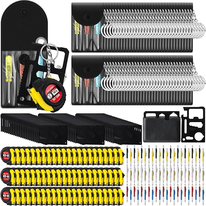 264 Pcs Mini Tape Screwdriver Keychain Set Christmas Men Gifts Bulk Adult Party Favors Multitool Pen Card Tool Measuring Keychains Stocking Christmas Stuffers for Men Dad (Multicolor)