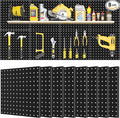 Pegboard Panels 8 Packs Metal Black, Heavy Duty Steel Peg Boards Wall Tool Organizer with Screw for Garage, Tool Storage, Office Organization, Craft Room, Kitchen