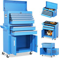 INTERGREAT 8 Drawer Rolling Tool Chest, Assembled Tool Chest with Wheels, 2-in-1 Detachable Steel Toolchest Organizer Combo, Tool Cabinet for Garage, Workstation (Blue)