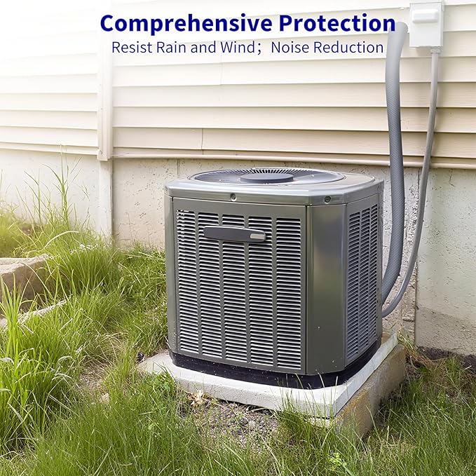 Ac Line Insulation, 78.7x11.8 inch 600D Oxford Air Conditioner Line Insulation, 3 Layer HVAC Copper Pipe Insulation Cover, AC Pipe Insulation Wrap for Outside (Light Gray)