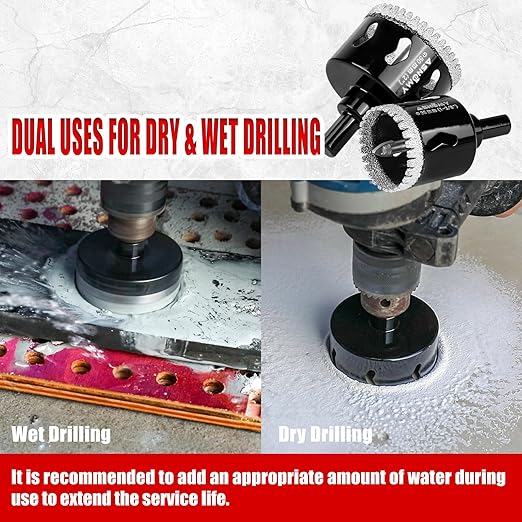 2Pcs 1-3/8 Inch Diamond Hole Saw with Pilot Drill Bit, 1-3/8" Serrated Brazing Tile Hole Saw Diamond Core Drill Bits with Guiding Bit for Ceramic Porcelain Tile Glass Stone Granite Marble