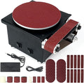 Twotrees Mini Disc Sander 6-Inch, 1.2x15in Belt Bench Grinder, Dual Motor Adjustable Speed Electric Sander Suitable for Diy Grinding of Metal, Wood, Aluminium, Etc