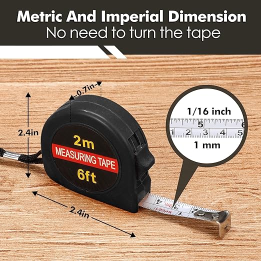 50 Pcs 6 FT Mini Tape Measure Retractable Bulk Small Measuring Tape Pocket Size Measurement Tool for Operation Christmas Items Party Favor Gifts Stuffers for Men(Black)