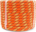 1/2inch 100ft Double Braid Polyester Rope, 48 Strands, 5290lbs Breaking Strength, Orange Arborist Rigging Rope for Various Indoor Outdoor Use Hiking Camping Swing Sailing