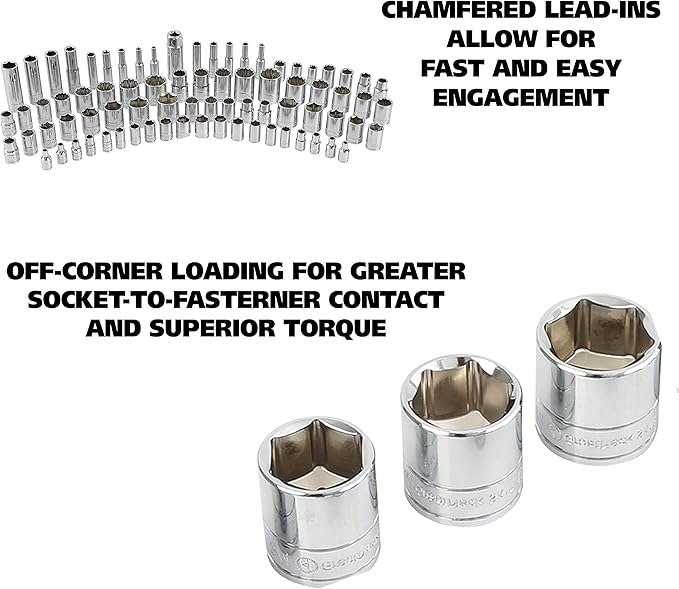 GreatNeck HC82U 82-Piece Mechanic's Tool Set – SAE & Metric, 1/4", 3/8", 1/2" Drive Socket Set, Chrome Vanadium, Posi-Grip No-Slip™, Reversible Ratchets, Storage Case Included