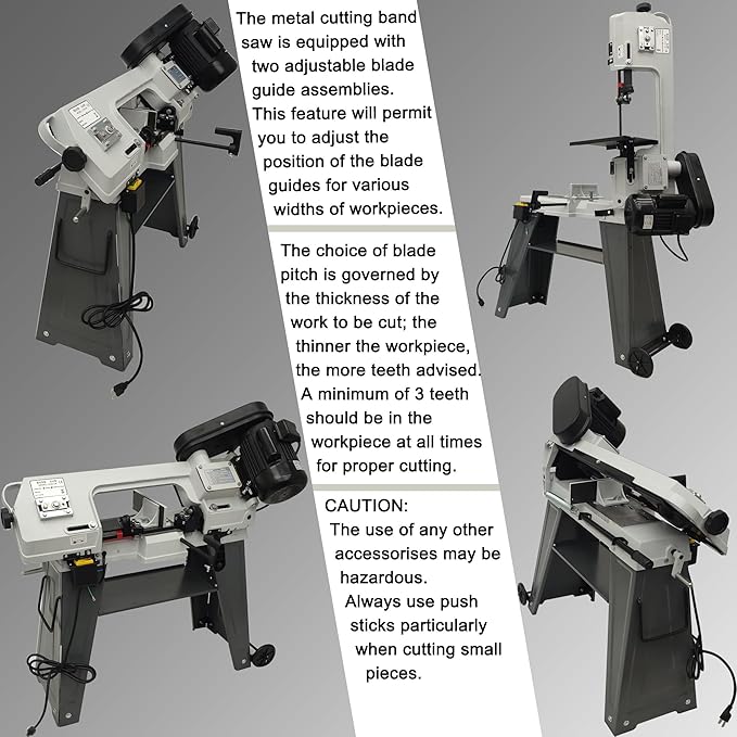 110V Horizontal Vertical Bandsaw 1/2HP 420W Bench Top Metal Cutting Bandsaw Machine with 100x150mm Cutting Capacity Tilting Vise 0-45° Casters Work Light for Metal & Non-Metallic Materials