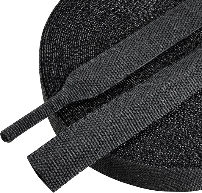 50% Ratio Heat Shrink Automotive Wire Loom Shrinkable Braided Sleeving Fabric Shrink Tubing Wear-Resistant Woven Wire Sheathing(1/2"-18ft)