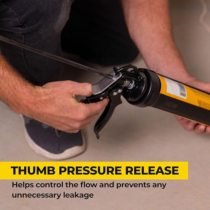 AWF PRO Heavy Duty Caulk Gun, 18:1 Thrust Ratio, Steel Frame Construction, Rotating Barrel, Ladder Hook, Puncture Tool & Dripless Pressure Release Tab (Pack of 6, 10 oz Caulking Gun)