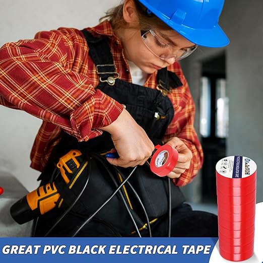 100 Rolls Red Electrical Tape Bulk 3/4 Inch x 66ft, Waterproof Vinyl Electric Tape High Temp Insulation Tape for Electrical Protection Home Outdoor Electric Insulating Wire Wrapping