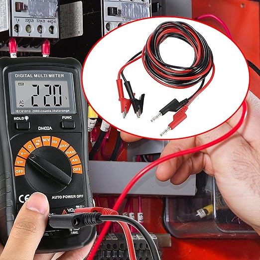 Sumnacon Multimeter Banana Plug to Crocodile Alligator Clip Test Probe, 2PCS 4mm Stackable Colorful Silicone Banana Plug to Alligator Clip Test Probe Lead Wire Cable 3 M/9.8 Ft