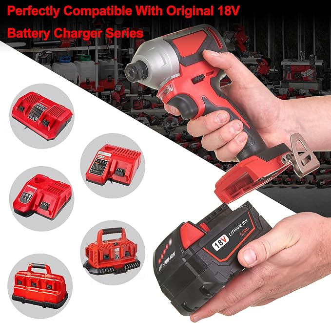 2 Pack 5.0Ah 18V Batteries Replace for Milwaukee M18 Battery Lithium lon 48-11-1850 48-11-1860, Compatible with Milwaukee m18 Battery Charger and 18 Volt Cordless Power Tools