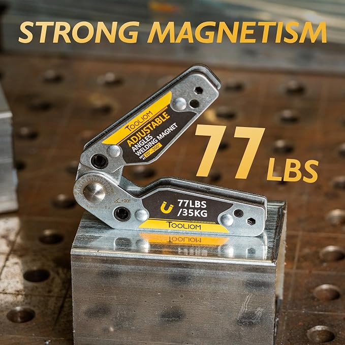 TOOLIOM Adjustable Angle 20°-200° Welding Magnets,Magnetic Pull Force 77 LBs Welding Holder Welding Accessories