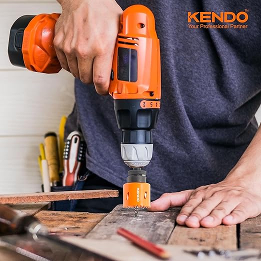 KENDO Bi-Metal Hole Saw Kit in Case, 26-Piece Hole Saw Set with 3/4" to 2-1/2", Arbor, Hex Wrench, High-Strength Carbide Steel, Hole Saw Set for Metal, PVC Board, Wood and Plywood