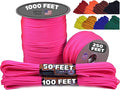 BORED? PARACORD! 550 lb Paracord - Ideal for Crafting, Camping, DIY Projects, Active & Military Outdoors - Strong Survival Rope - Tactical Parachute Cord Type III - Neon Pink 50 Feet