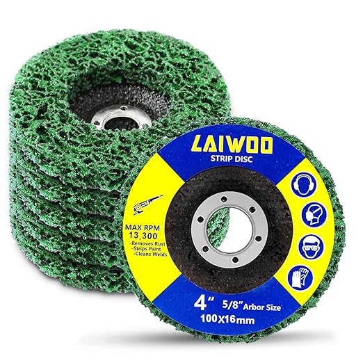 LAIWOO Strip Discs Stripping Wheel for Angle Grinder 4'' x 5/8'', Rust Remover Wheel Abrasive Disc Clean and Remove Paint Coating Rust Welds Oxidation (5 Pack)