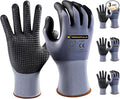 Tarantula Safety Work Gloves MicroFoam Nitrile Coated 3 Pairs,Endurance Seamless Knit Nylon,Dots on Palm,Dot Grip Gloves,Lagre