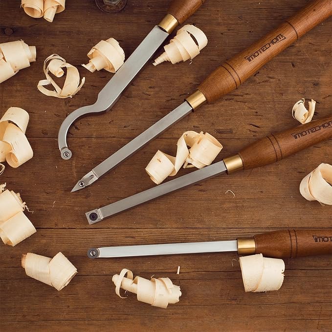 4-Pieces Carbide Tipped Woodturning Tools Lathe Chisel Set with Stainless Steel Blade, Wooden Box
