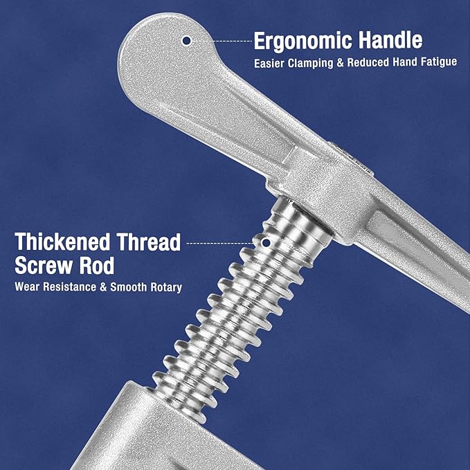 WORKPRO 2-Pack 3/4'' Pipe Clamps, Wood Gluing Pipe Clamp Set with H-shaped Feet, Lightweight Cast Aluminum Quick Release Wood Clamps for Woodworking, Carpentry, Home Improvement, and DIY Projects