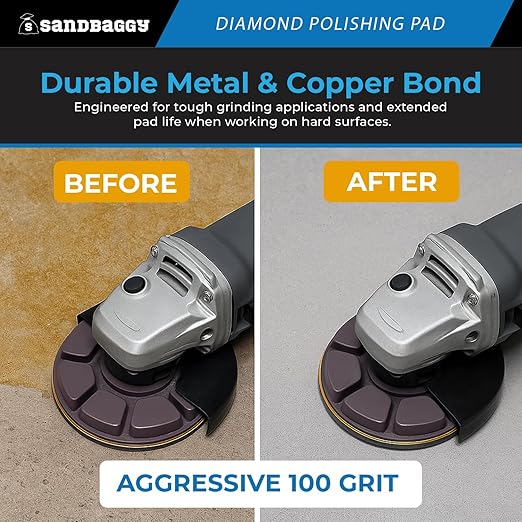 Sandbaggy 3" Metal Bond Diamond Polishing Pad - 100 Grit (8mm Thick) (30, 3-inch)