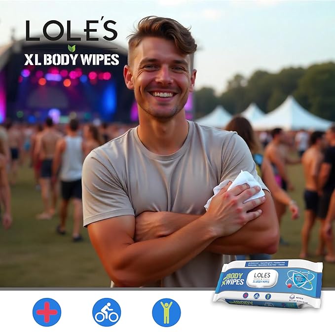 LOLE'S Body Wipes for Adults Bathing No Rinse XL – Bath Wipe for Adult, 48 Count Extra Large, – Shower Wipes – Body Wipe for Camping, Travel, Gym, Elderly Care, Women & Men – Fresh & Moisturizing