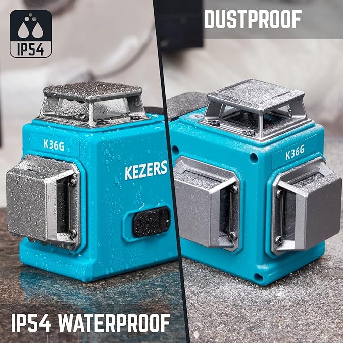 KEZERS Laser Level with Tripod,3 x 360 Self Leveling Laser Leveler tool for Picture Hanging,Construction,Remote Controller,Rechargeable Battery,Carry Pouch Included