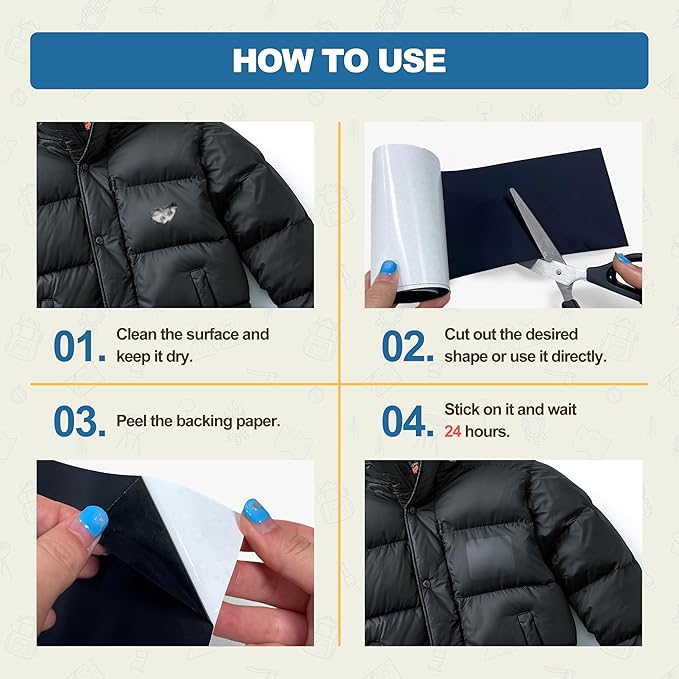KING MOUNTAIN Self Adhesive Nylon Fabric Repair Tape, 4×63 Inches, Quick Down Jacket Repair Patch, Waterproof Outdoor Gear Patch Kit for Tent,Backpacks,Umbrella, Gloves, Sleeping Bag (Black