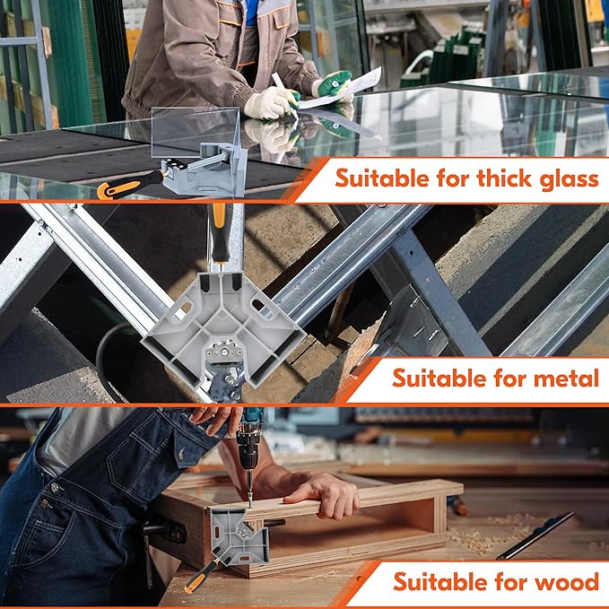 4 Pack Right Angle Clamp, Single Handle 90° Aluminum Alloy Corner Clamp, With Adjustable Swing Jaw 90° degree corner clamps for welding, woodworking
