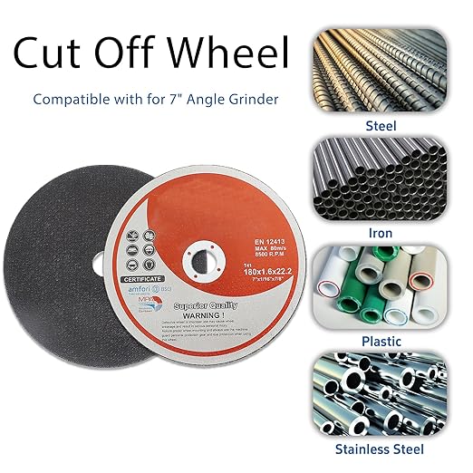 100 Pack 7 Inch Cut Off Wheels for Metal and Stainless Steel Cutting Discs for Angle Grinders 7 x 1/16 x 7/8 Inch