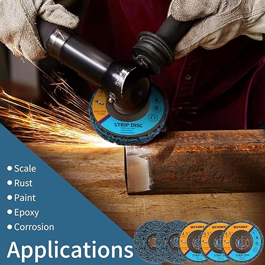 10 Pack 4-1/2" x 7/8" Strip Discs Stripping Wheel, 4.5 inch Rust Remover Discs for Angle Grinder,Clean and Remove Paint Coating Rust Welds Oxidation(Blue)