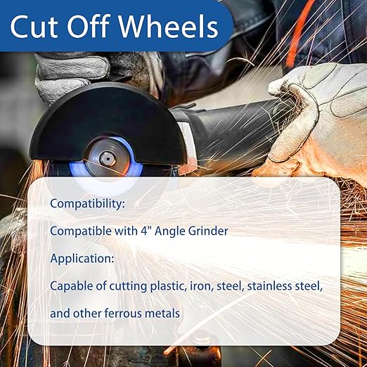WFLNHB 100 Pack 4 Inch x 0.040 Inch x 5/8 Inch Metal and Stainless Steel Cut Off Wheels Fit for Angle Grinders